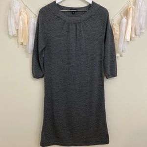 LANDS END Merino Wool Sweater Dress Gray
